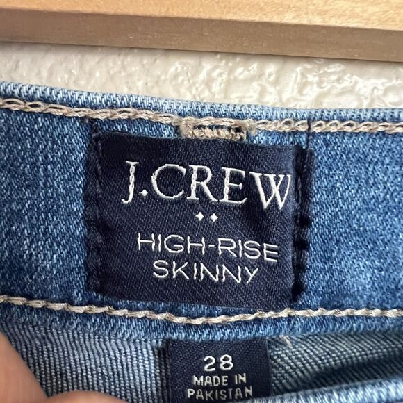 J.Crew Hi Rise Skinny Jeans Exposed Button Fly Blue Medium Wash Stretch 28 AG913 - Picture 3 of 5